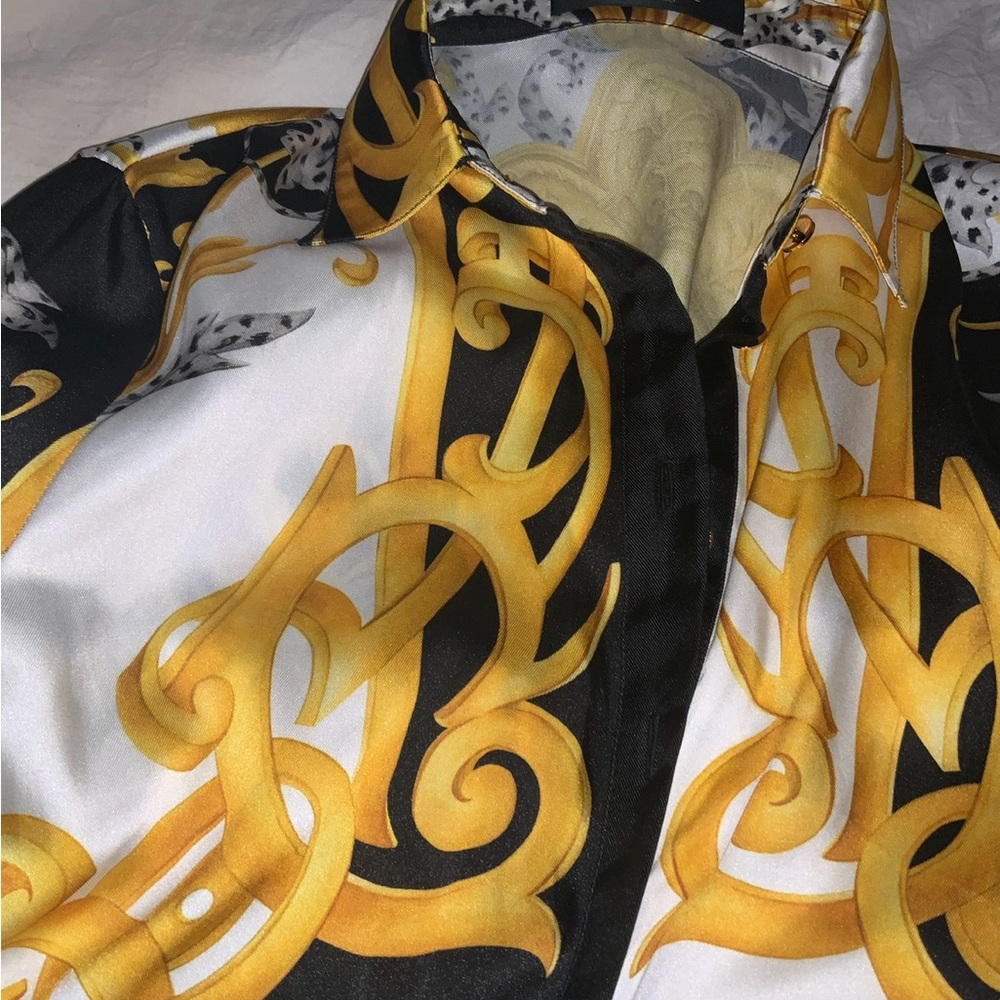 Versace Black and Gold Long Sleeve Dress - Picture 2 of 2